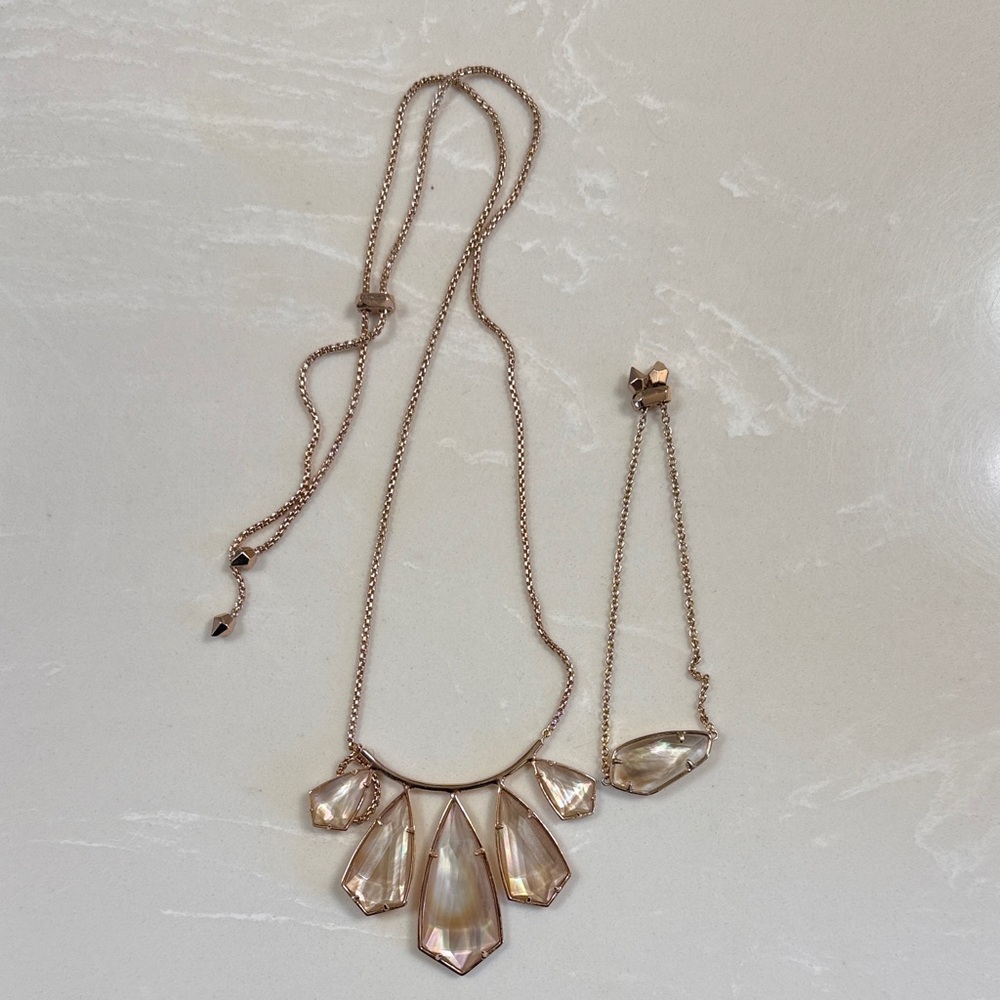 Kendra Scott Rose Gold Necklace and Bracelet Set